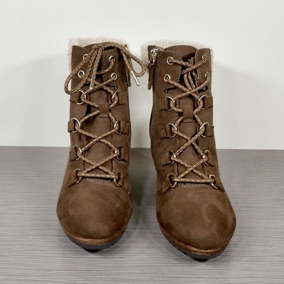 Dr. Scholl's Charmer Wedge Bootie, Brown Fabric, Womens Size 6 US / 36 - Picture 2 of 11